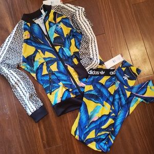 adidas x farm leaf blue & yellow track jacket